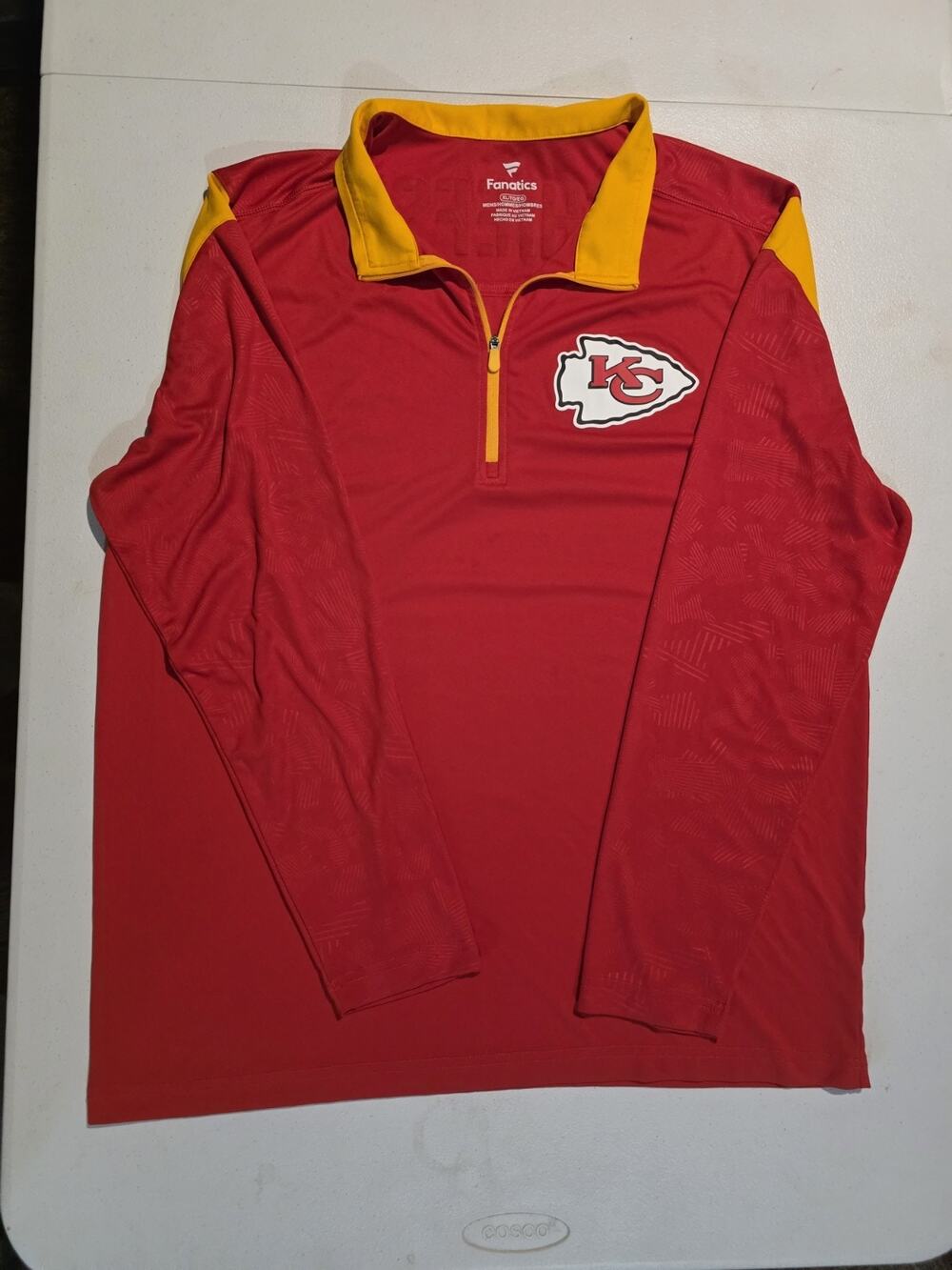Fanatics Kansas City Chiefs Football Long Sleeve Quarter Zip Pullover Shirt XL